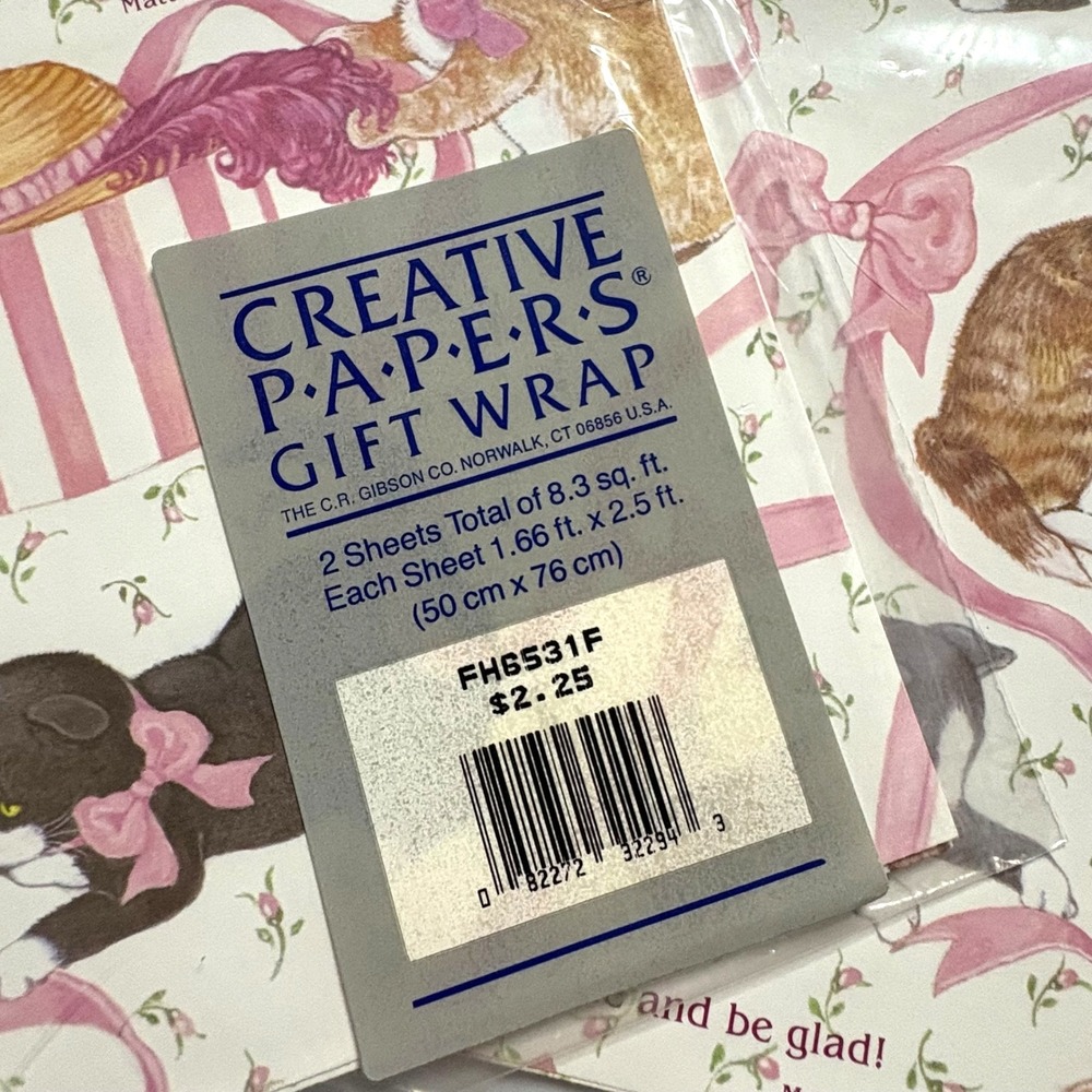 Vintage Creative Papers Gift Wrap 4 Sheets Kittens Ribbons Matthew 512 Religious - Picture 2 of 6